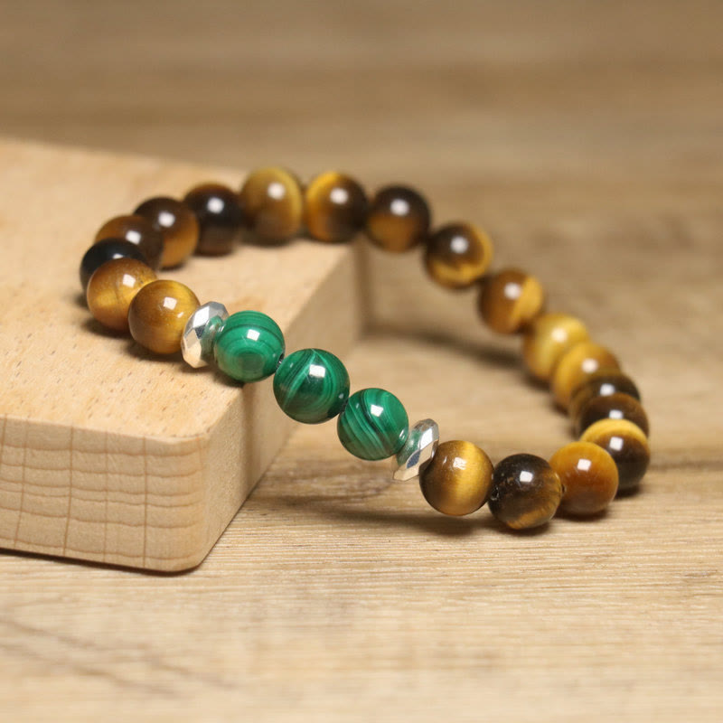 14-16cm Green Tiger Eye Courage Bracelet for Strength & Confidence