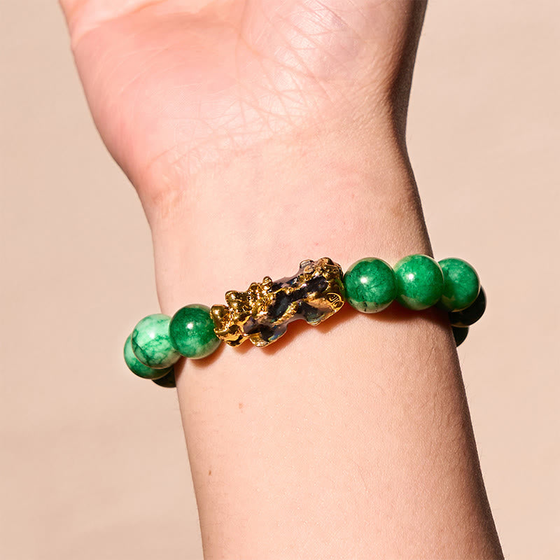 10mm Cyan Jade PiXiu Protection Bracelet