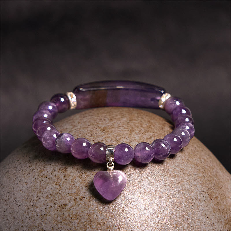 8mm Clear Quartz Love Heart Healing Bracelet for Balance