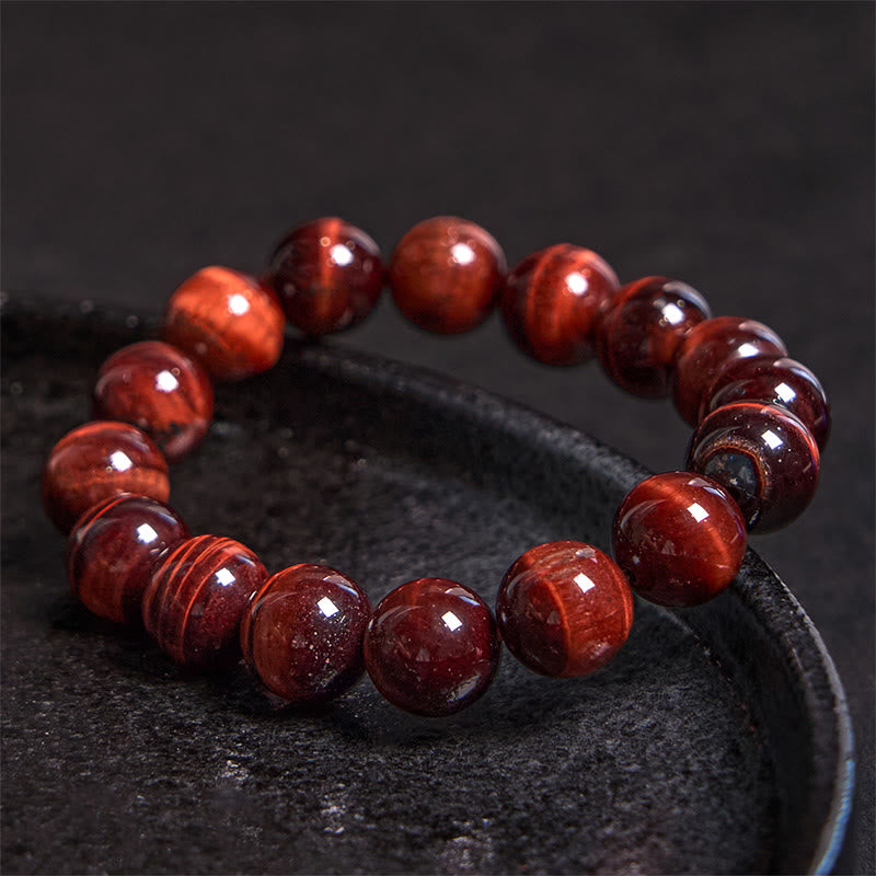 10mm Red Tiger Eye Healing Bracelet for Courage