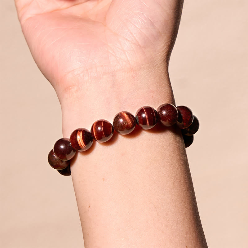 10mm Red Tiger Eye Healing Bracelet for Courage