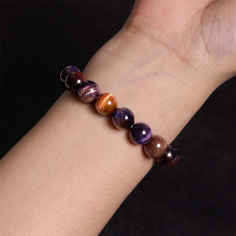 8mm Purple Tiger Eye Protection Bracelet for Strength