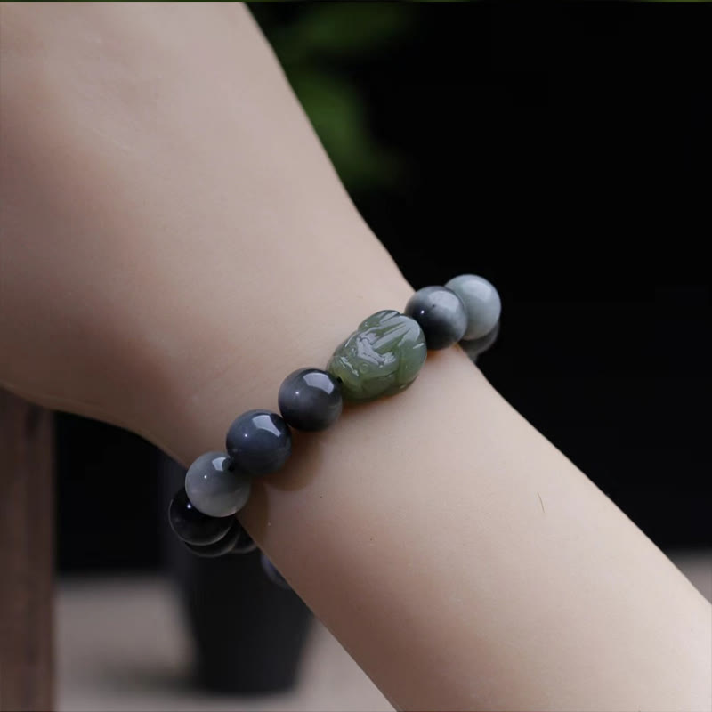 10mm Eagle's Eye Stone Hetian Jade Pixiu Confidence Bracelet