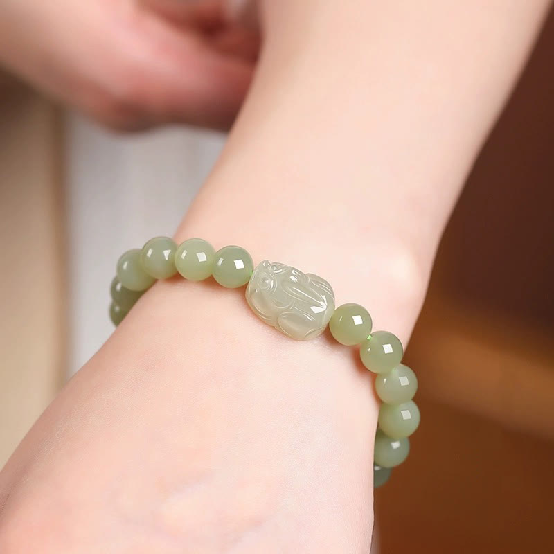 8mm Hetian Jade PiXiu Luck Bracelet for Prosperity & Protection