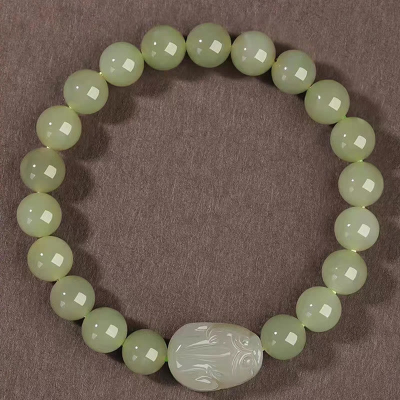 8mm Hetian Jade PiXiu Luck Bracelet for Prosperity & Protection