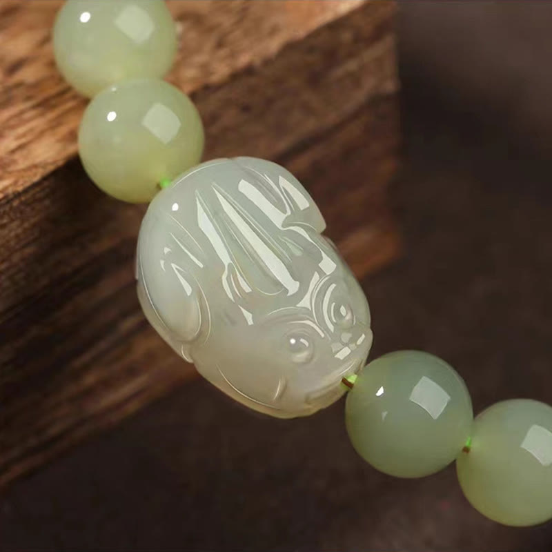 8mm Hetian Jade PiXiu Luck Bracelet for Prosperity & Protection