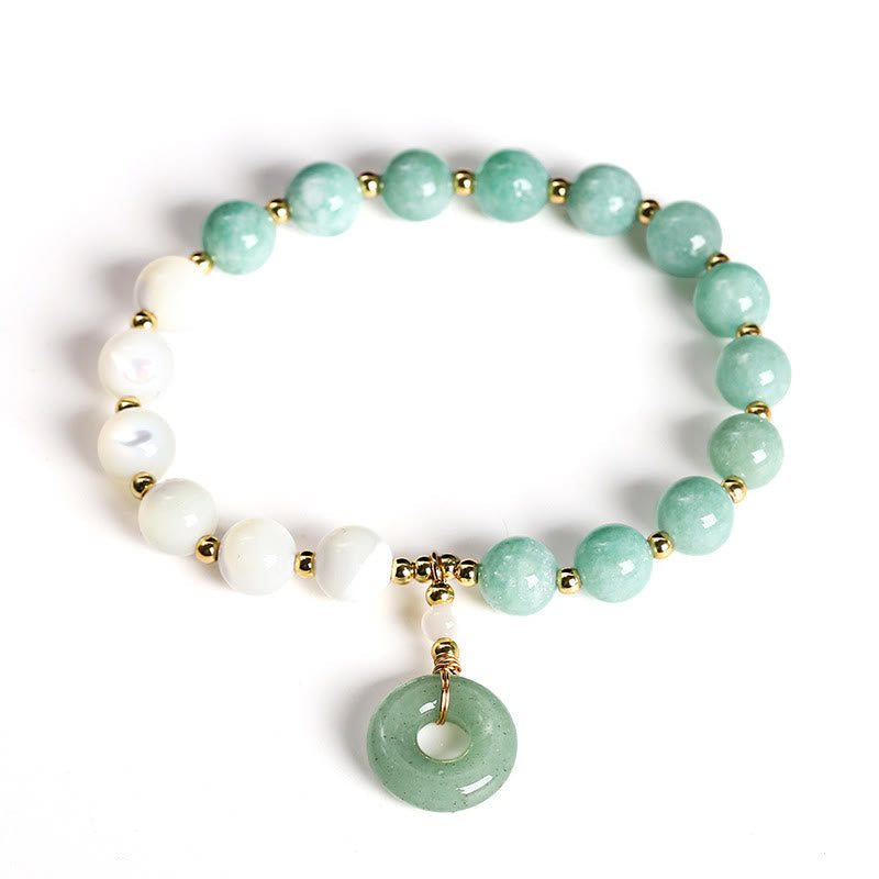 8mm Jade Trochus Snail Peace Buckle Abundance Bracelet