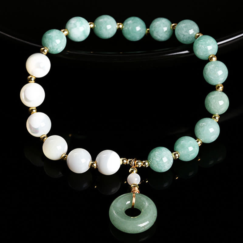 8mm Jade Trochus Snail Peace Buckle Abundance Bracelet