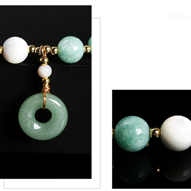 8mm Jade Trochus Snail Peace Buckle Abundance Bracelet