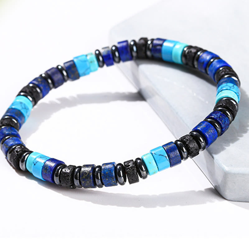 6mm Hematite Turquoise Lava Rock Spiritual Bracelet