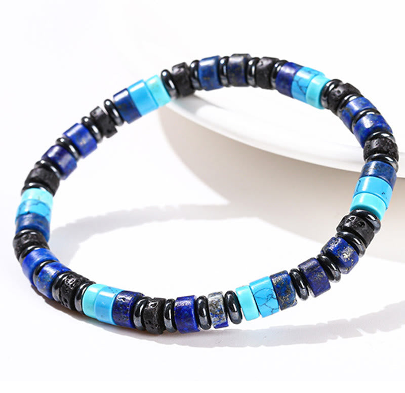 6mm Hematite Turquoise Lava Rock Spiritual Bracelet