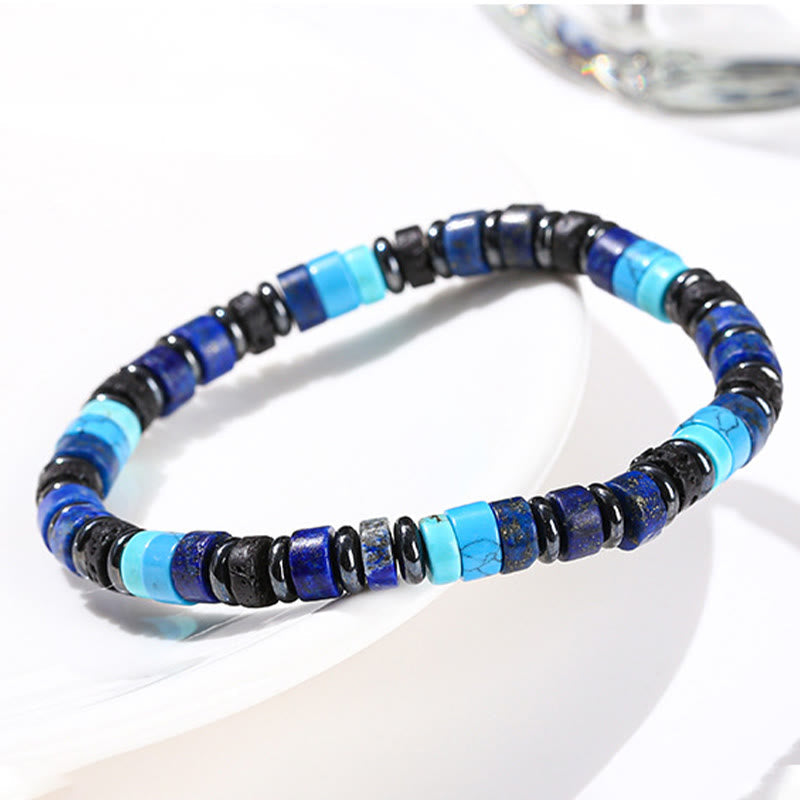 6mm Hematite Turquoise Lava Rock Spiritual Bracelet