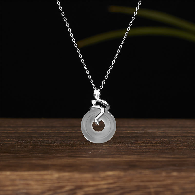 Chalcedony Serpent Peace Buckle Necklace in 925 Sterling Silver