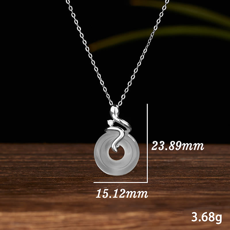 Chalcedony Serpent Peace Buckle Necklace in 925 Sterling Silver