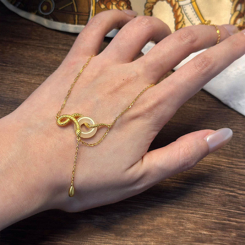 Spiritual Chalcedony Snake Peace Buckle Necklace 925 Silver