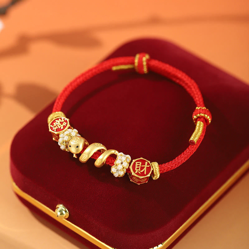 925 Sterling Silver Snake Bundle With Red String Protection 2025