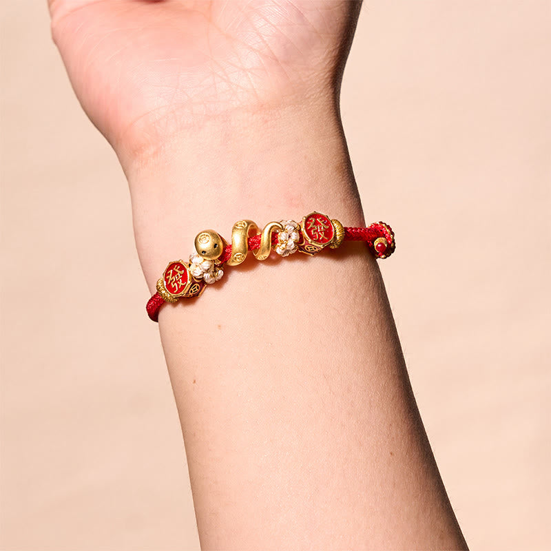 925 Sterling Silver Snake Bundle With Red String Protection 2025