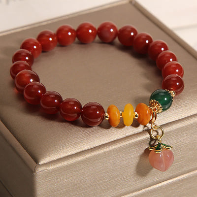 8mm Red Agate Amber Peach Charm Self-Acceptance Bracelet