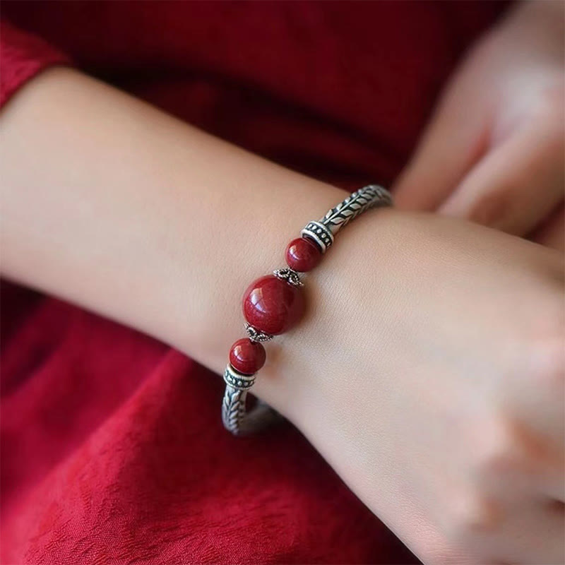 Cinnabar Wheat Ears 8mm Bracelet in Sterling Silver