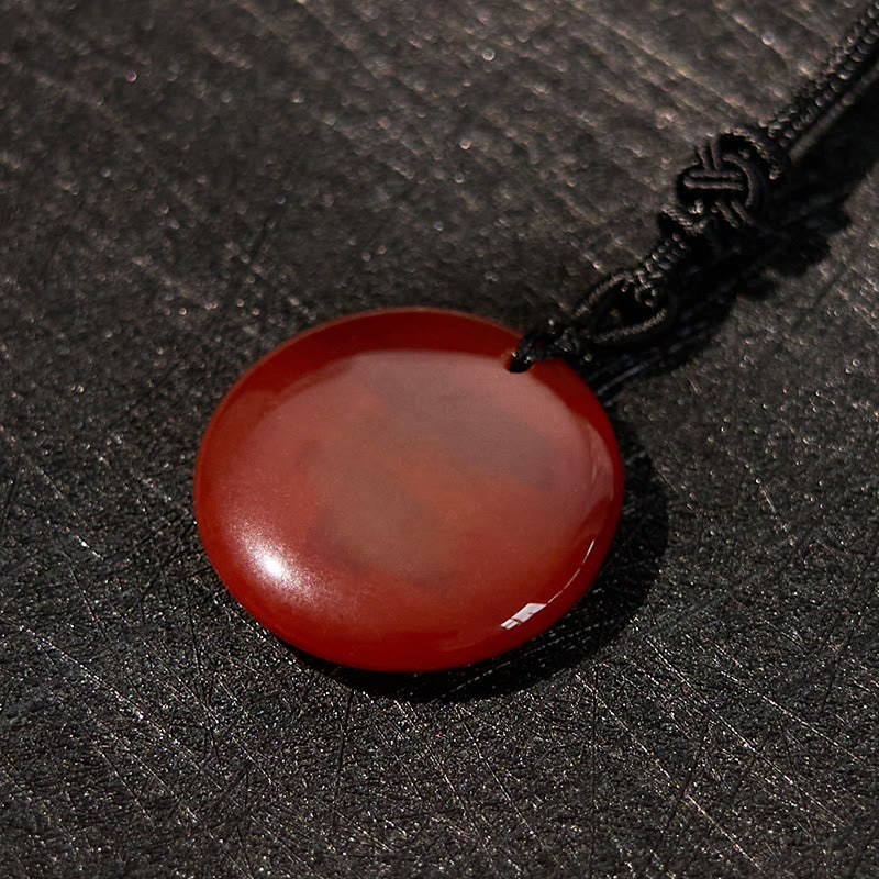 Obsidian Necklace with Sanskrit Mantra Pendant for Strength & Balance