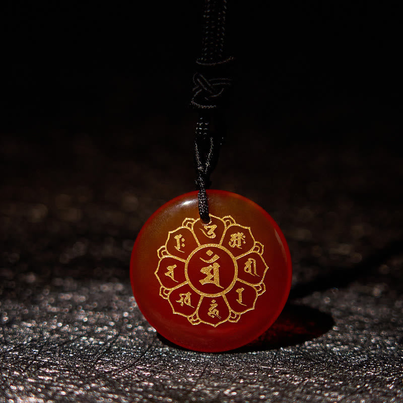 Om Mani Padme Hum Necklace | Black Obsidian Strength Pendant