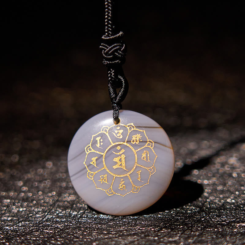 Om Mani Padme Hum Necklace | Black Obsidian Strength Pendant