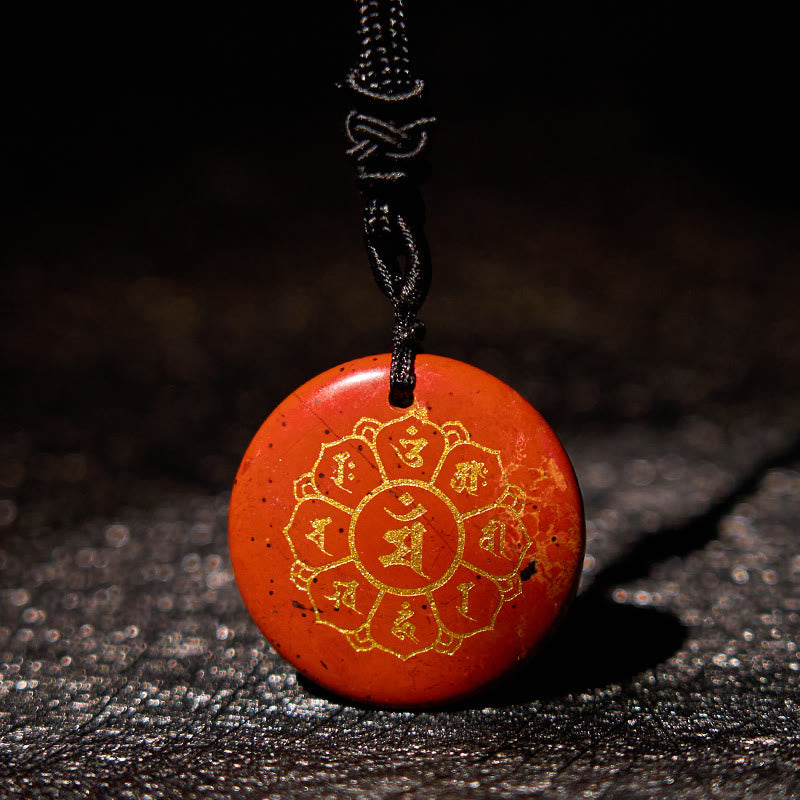 Om Mani Padme Hum Necklace | Black Obsidian Strength Pendant