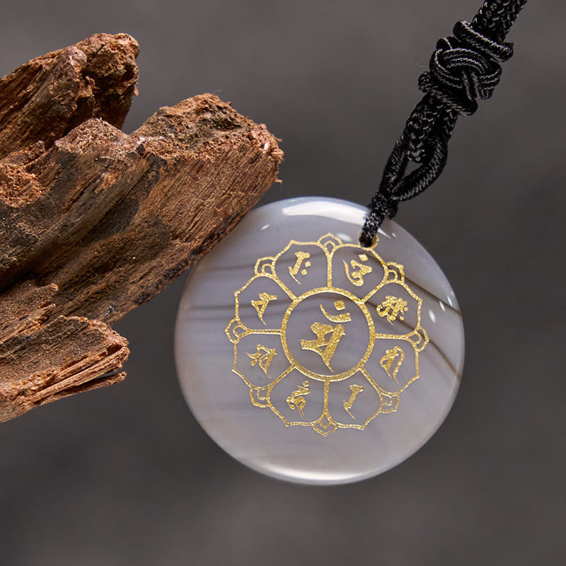 Om Mani Padme Hum Necklace | Black Obsidian Strength Pendant