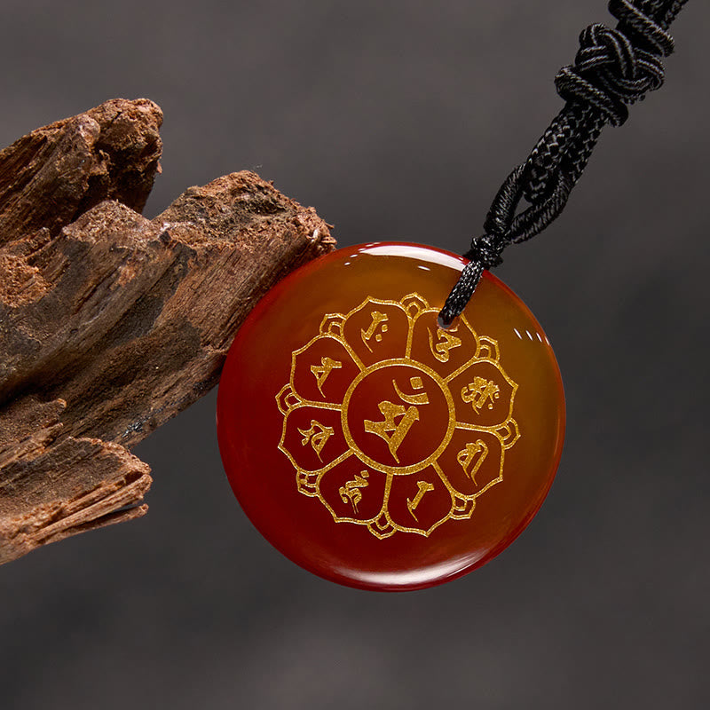 Om Mani Padme Hum Necklace | Black Obsidian Strength Pendant