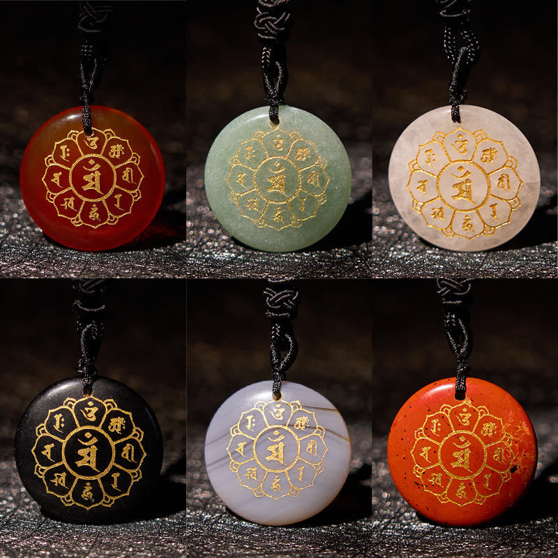 Om Mani Padme Hum Necklace | Black Obsidian Strength Pendant