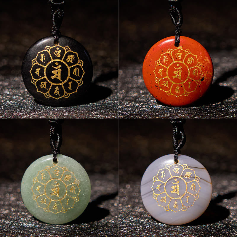 Om Mani Padme Hum Necklace | Black Obsidian Strength Pendant