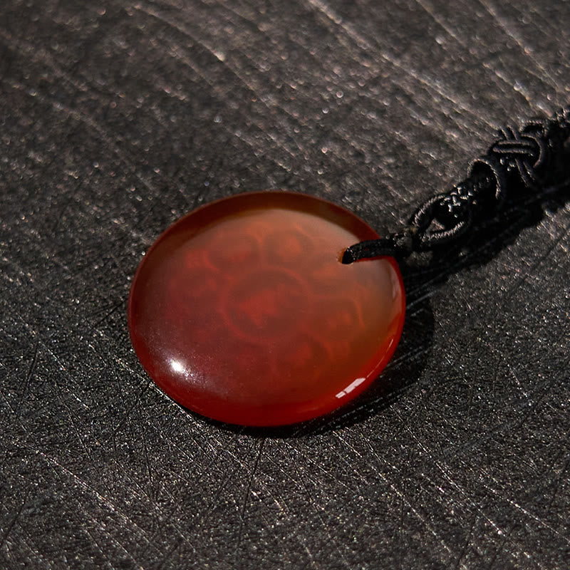 Om Mani Padme Hum Necklace | Black Obsidian Strength Pendant