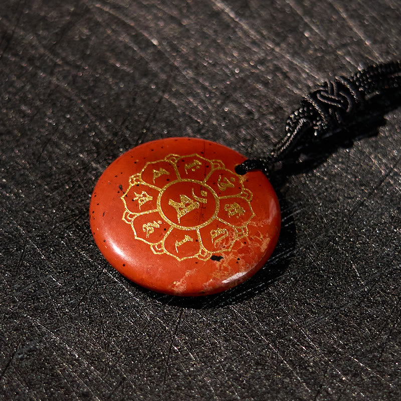 Om Mani Padme Hum Necklace | Black Obsidian Strength Pendant