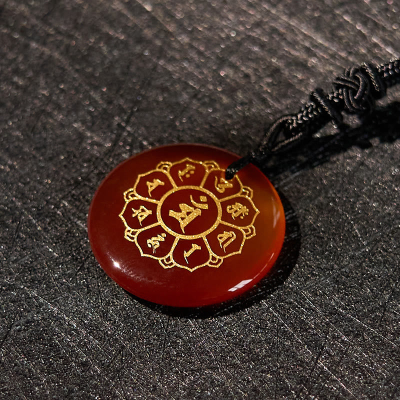 Om Mani Padme Hum Necklace | Black Obsidian Strength Pendant