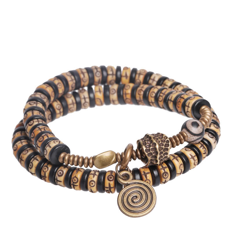 8mm Yak Bone Ebony Wood Strength Double Wrap Bracelet