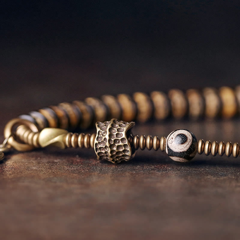 8mm Yak Bone Ebony Wood Strength Double Wrap Bracelet