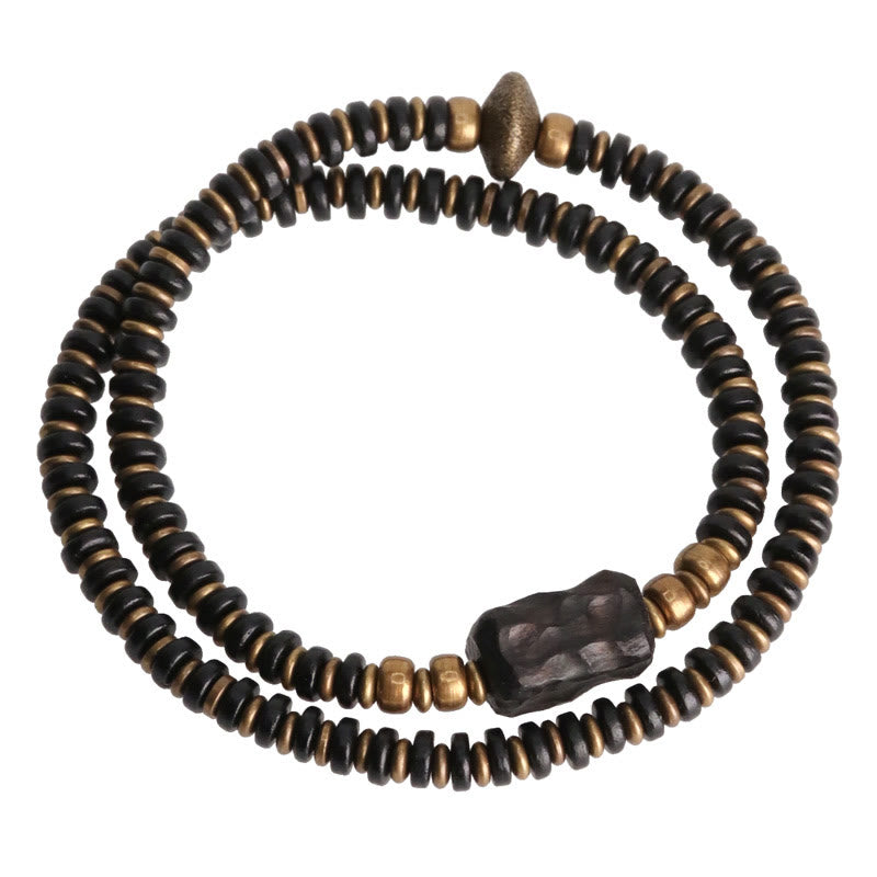 Ebony Wood Green Sandalwood Double Wrap Bracelet for Calm