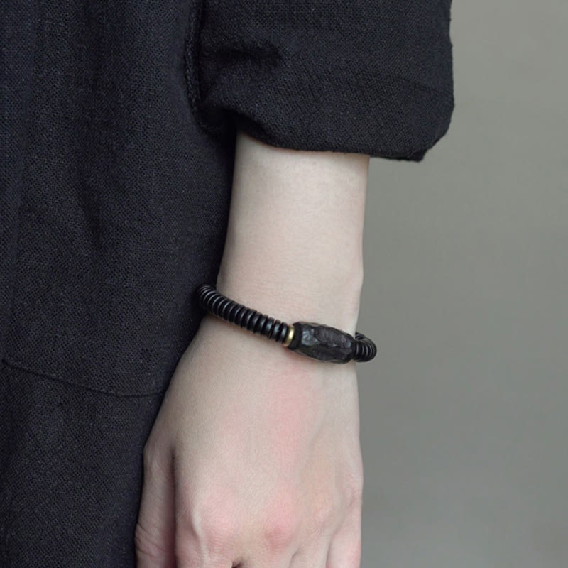 8mm Classic Ebony Wood Holey Balance Bracelet for Grounding