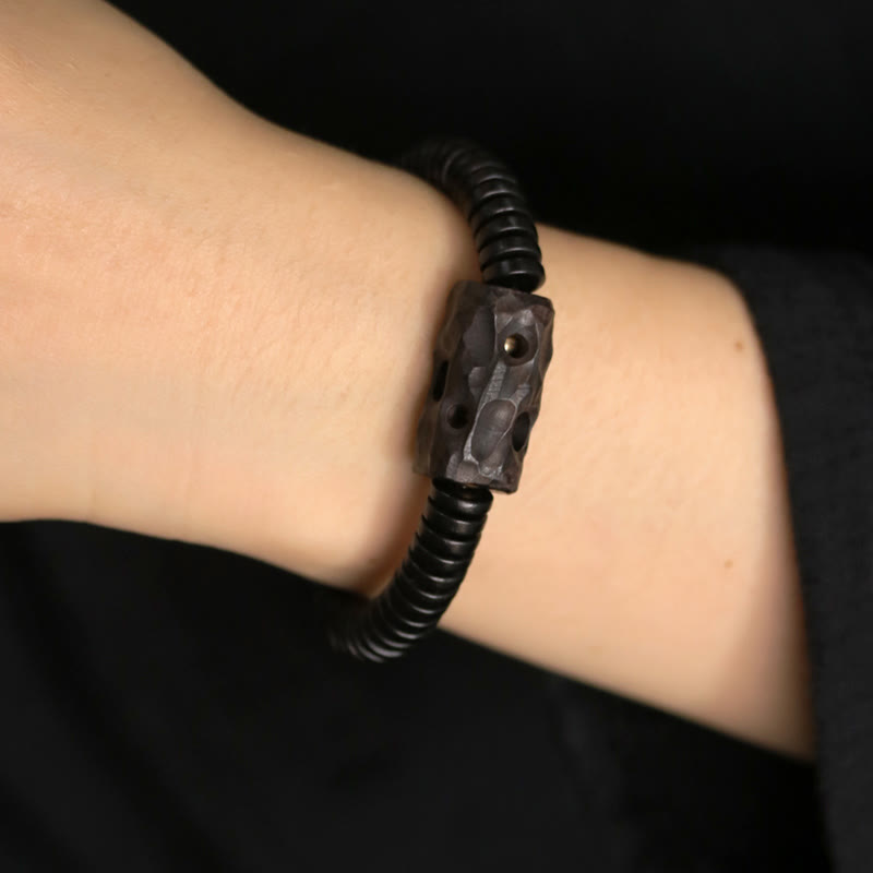 8mm Classic Ebony Wood Holey Balance Bracelet for Grounding