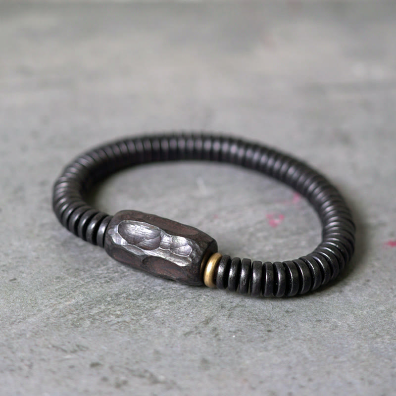 8mm Classic Ebony Wood Holey Balance Bracelet for Grounding