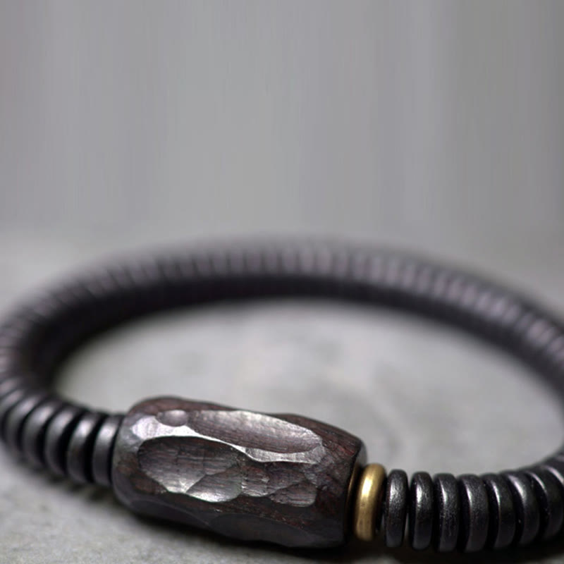 8mm Classic Ebony Wood Holey Balance Bracelet for Grounding