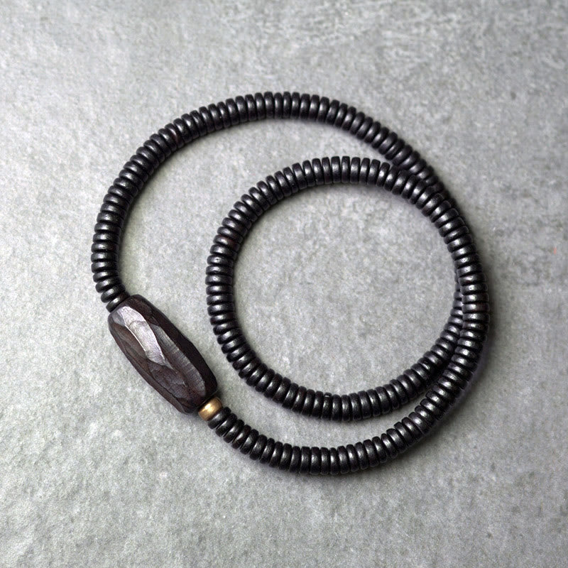 Ebony Wood Triple Wrap Bracelet for Balance & Calm 14-17.5cm