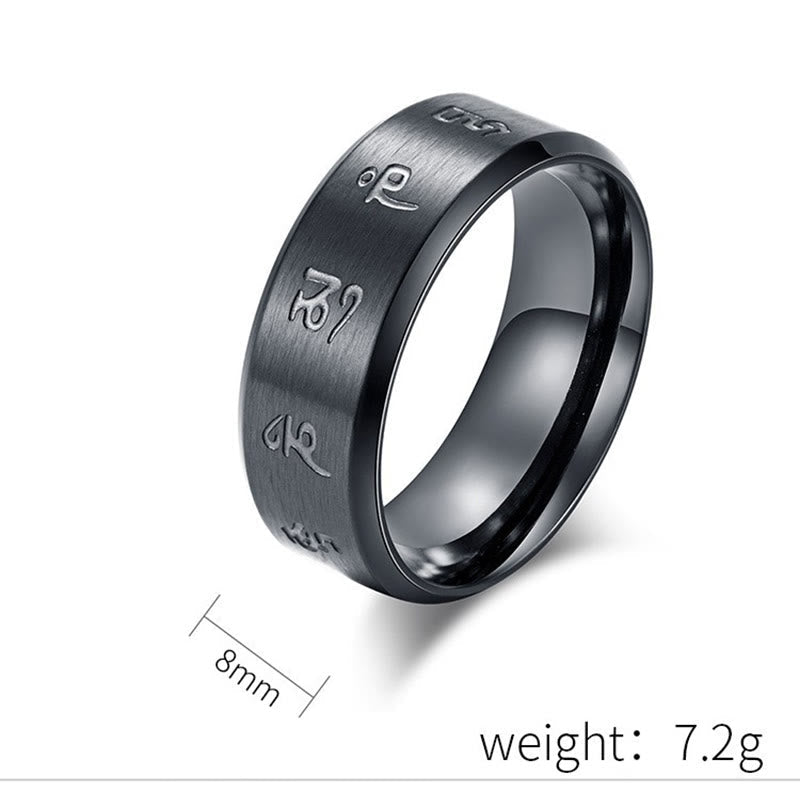 Black Jambhala Mantra Titanium Steel Ring