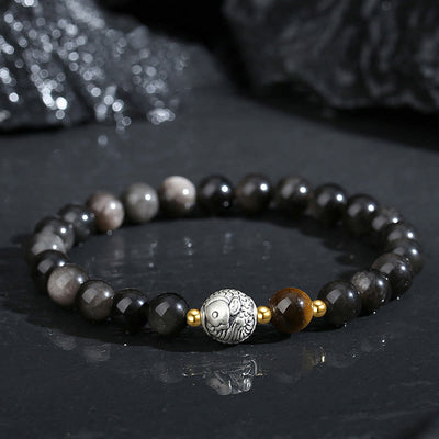 Black Obsidian & Tiger Eye Koi Fish Bracelet