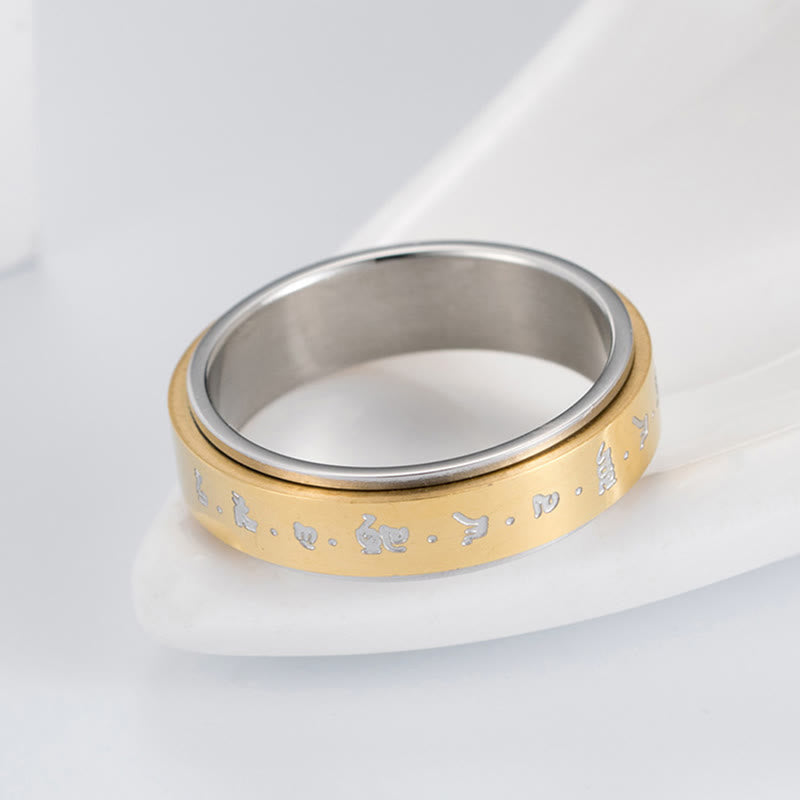 Unisex Titanium Steel Rotatable Ring US8 for Balance