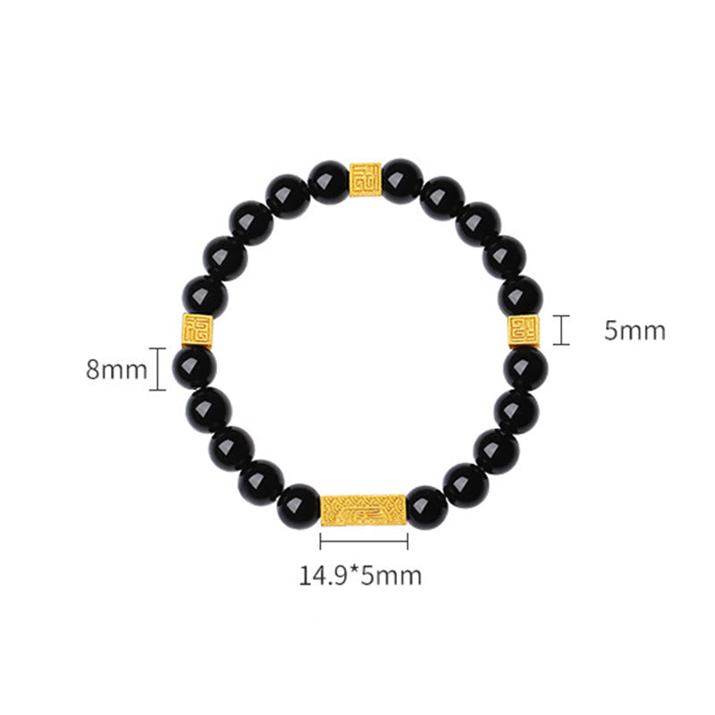 Black Obsidian Sterling Silver Strength Bracelet
