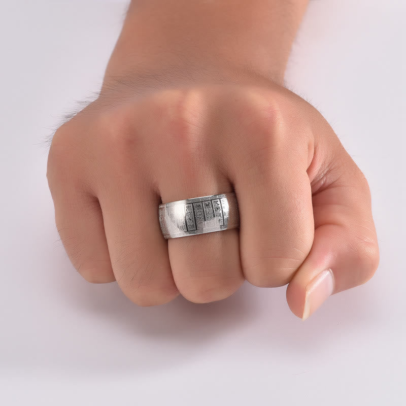 Gold Spiritual Ring with Chinese Characters Engraved | Balance & Harmony