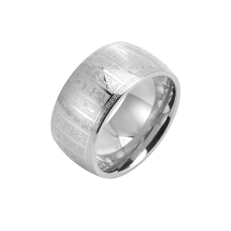 Gold Spiritual Ring with Chinese Characters Engraved | Balance & Harmony