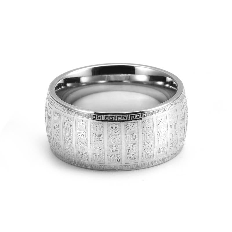 Gold Spiritual Ring with Chinese Characters Engraved | Balance & Harmony