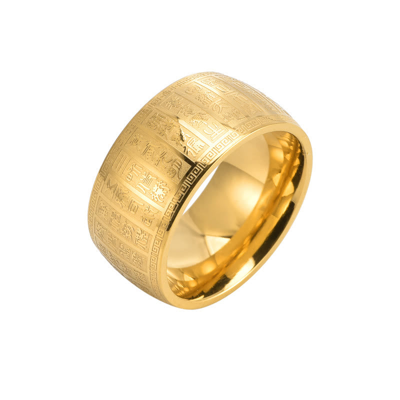 Gold Spiritual Ring with Chinese Characters Engraved | Balance & Harmony
